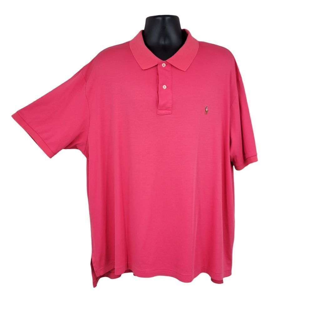 Polo Ralph Lauren Men's Hot Coral Pink Polo Shirt Men's Big and Tall Size 2XB